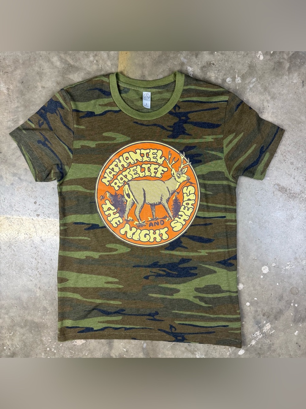 Nathaniel Rateliff & The Night Sweats T-Shirt Small Vintage Style Camo Band Tee